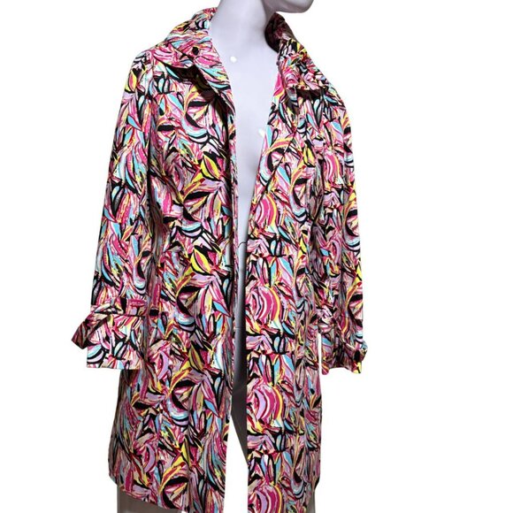 Luii Jackets & Blazers - Luii Pink Multicolor Abstract Rain Coat